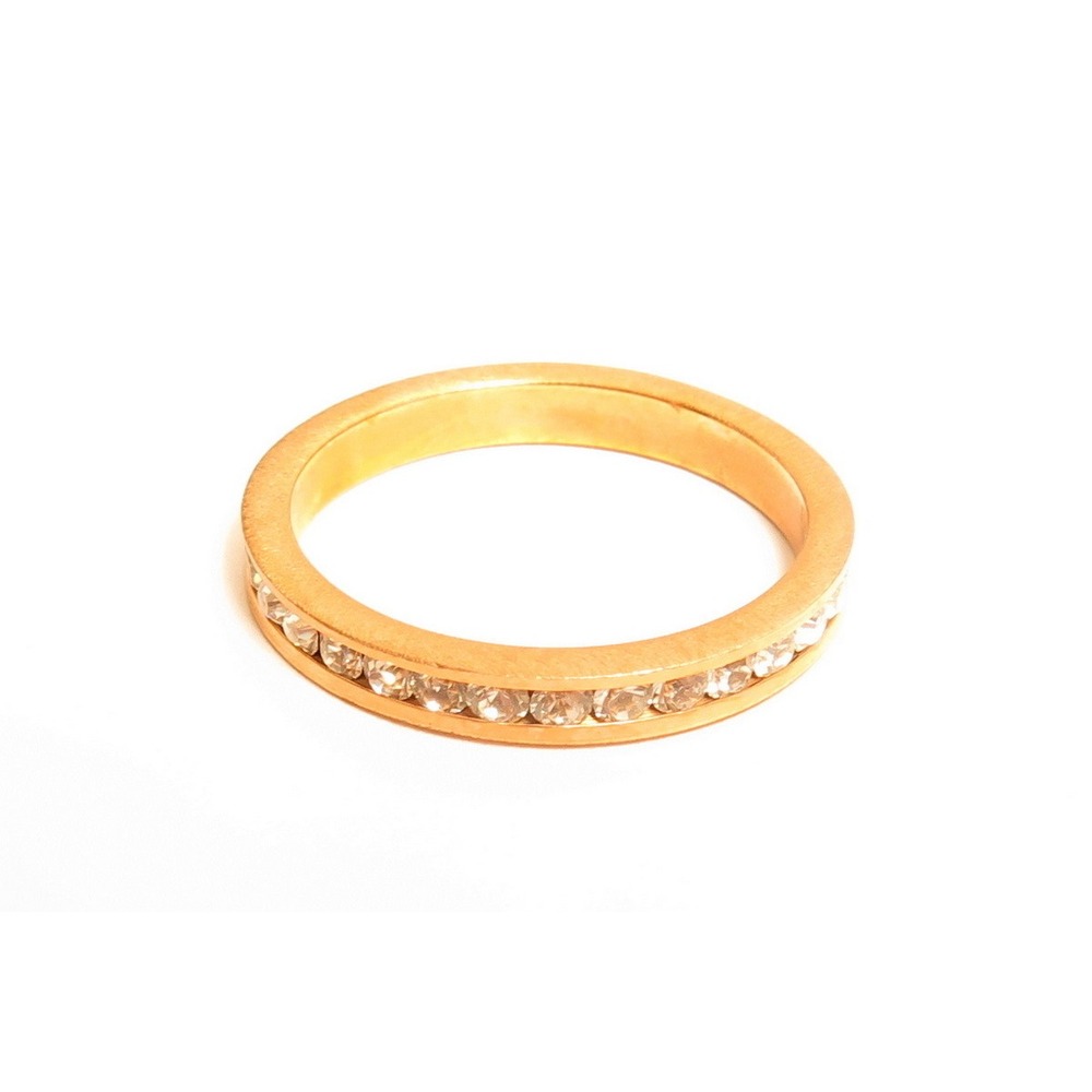 Vintage Rose Gold Plated Clear‎ Rhinestone 3mm wide Esposito Eternity Ring A799